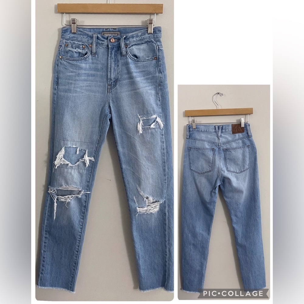 J Crew Point Sur distressed straight leg skinny jeans festival chic boho